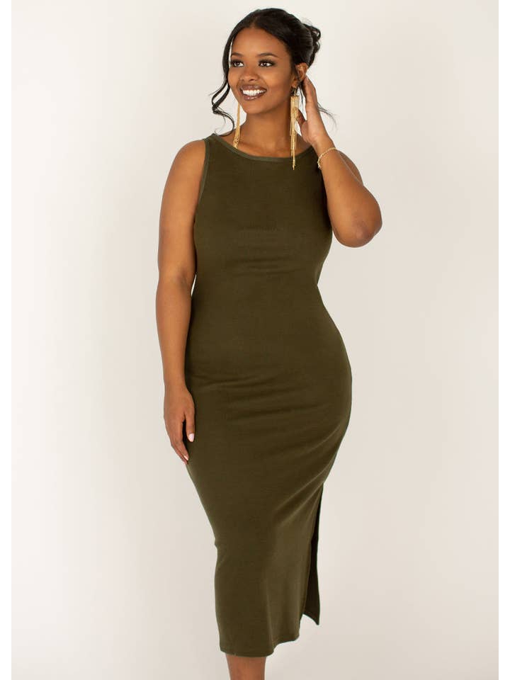 Joyfolie - Wholesale Dress - Women's - Women's Lizette Slip Dress in Dark Olive