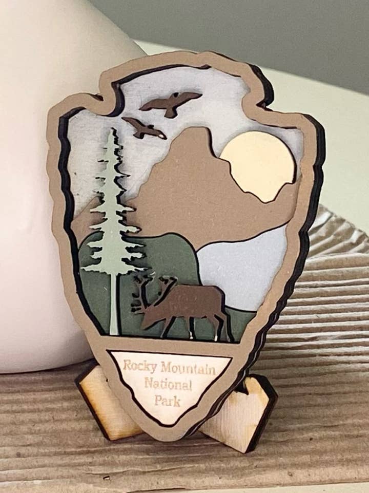 Rocky Mountain National Park, Wood Magnet, Mini Framed Sign for wholesale by Pine Designs
