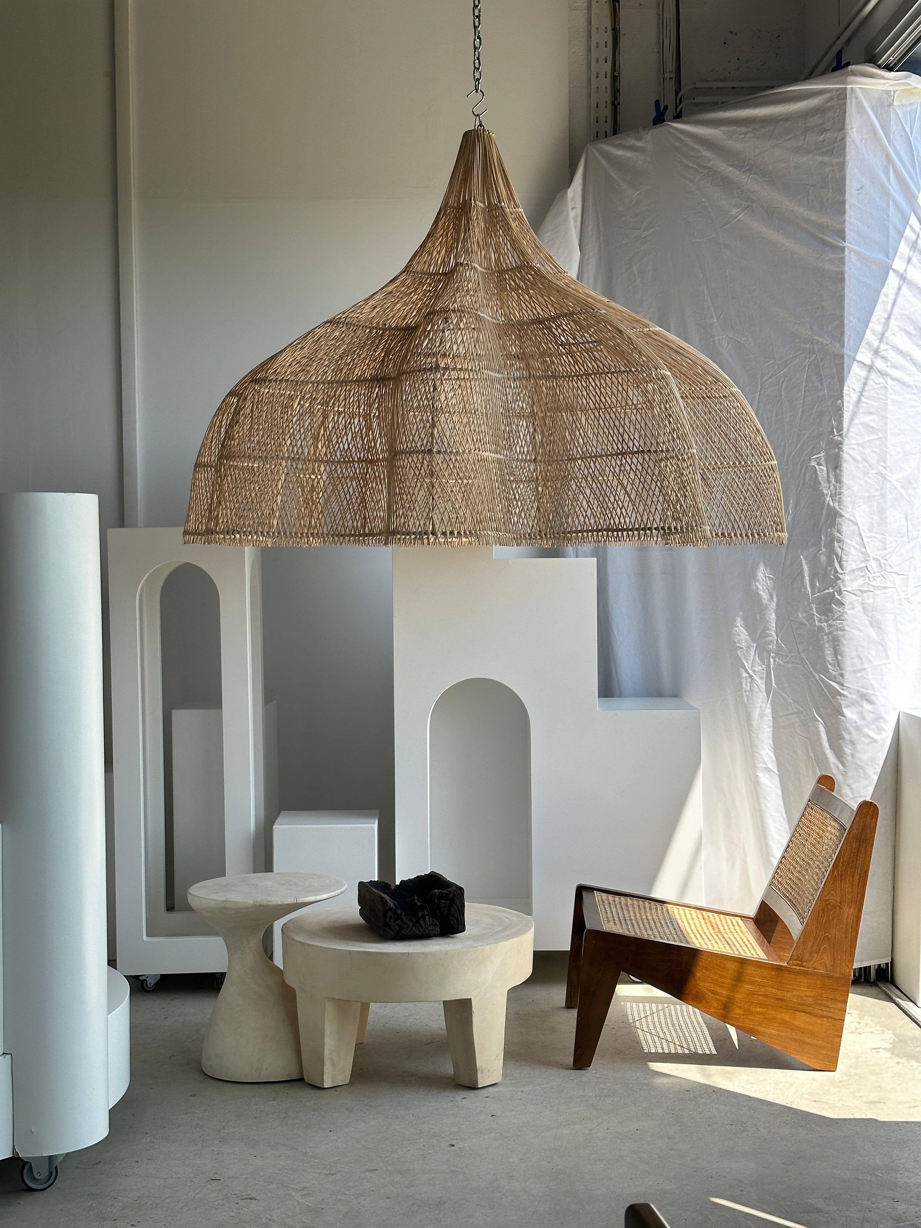 Office Objets - Wholesale Chandelier/Hanging Light - Immense rattan suspension in the shape of a flower, tulip, corolla H:1m; D:1m5072