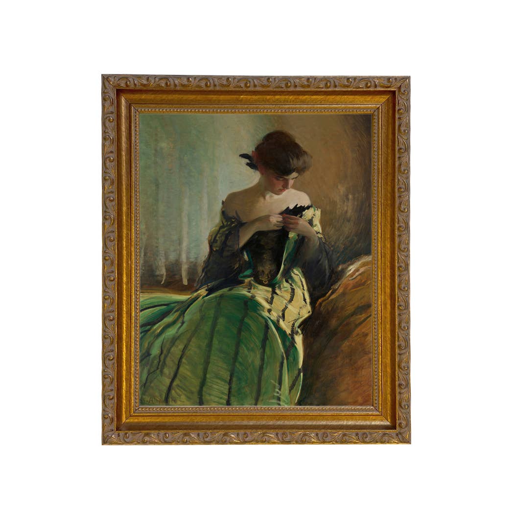 Madison Bay Co. - Historical Home Decor Reproductions - Vendita all'ingrosso Stampa artistica - Stampa su Tela Vintage di Donna in Abito Nero e Verde70