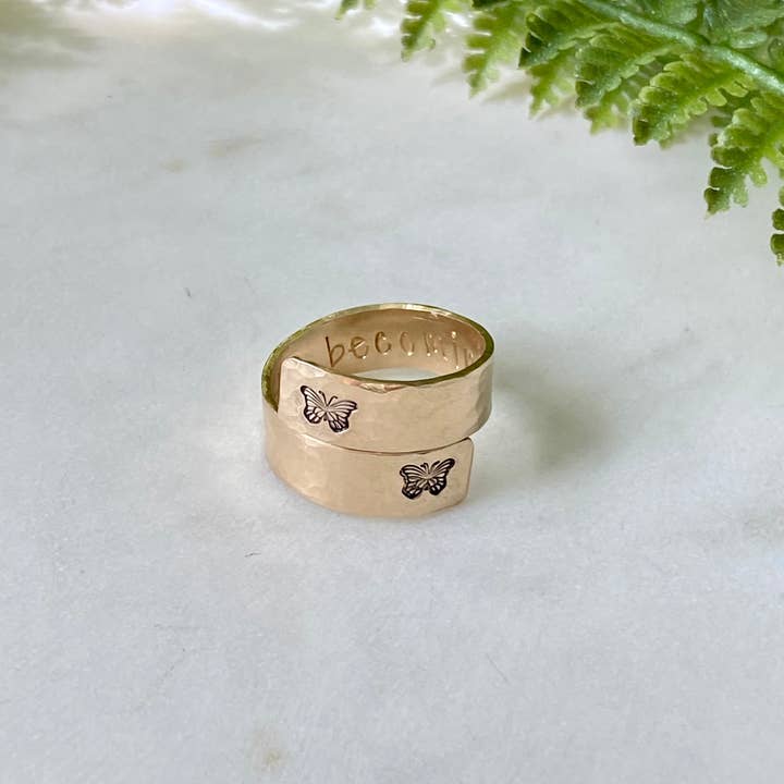 Fairwells Jewelry - Wholesale Band/Stacked Ring - Gold Filled Hidden Message Ring