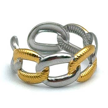 Anel de Corrente Bicolor por atacado de LINK Jewelry