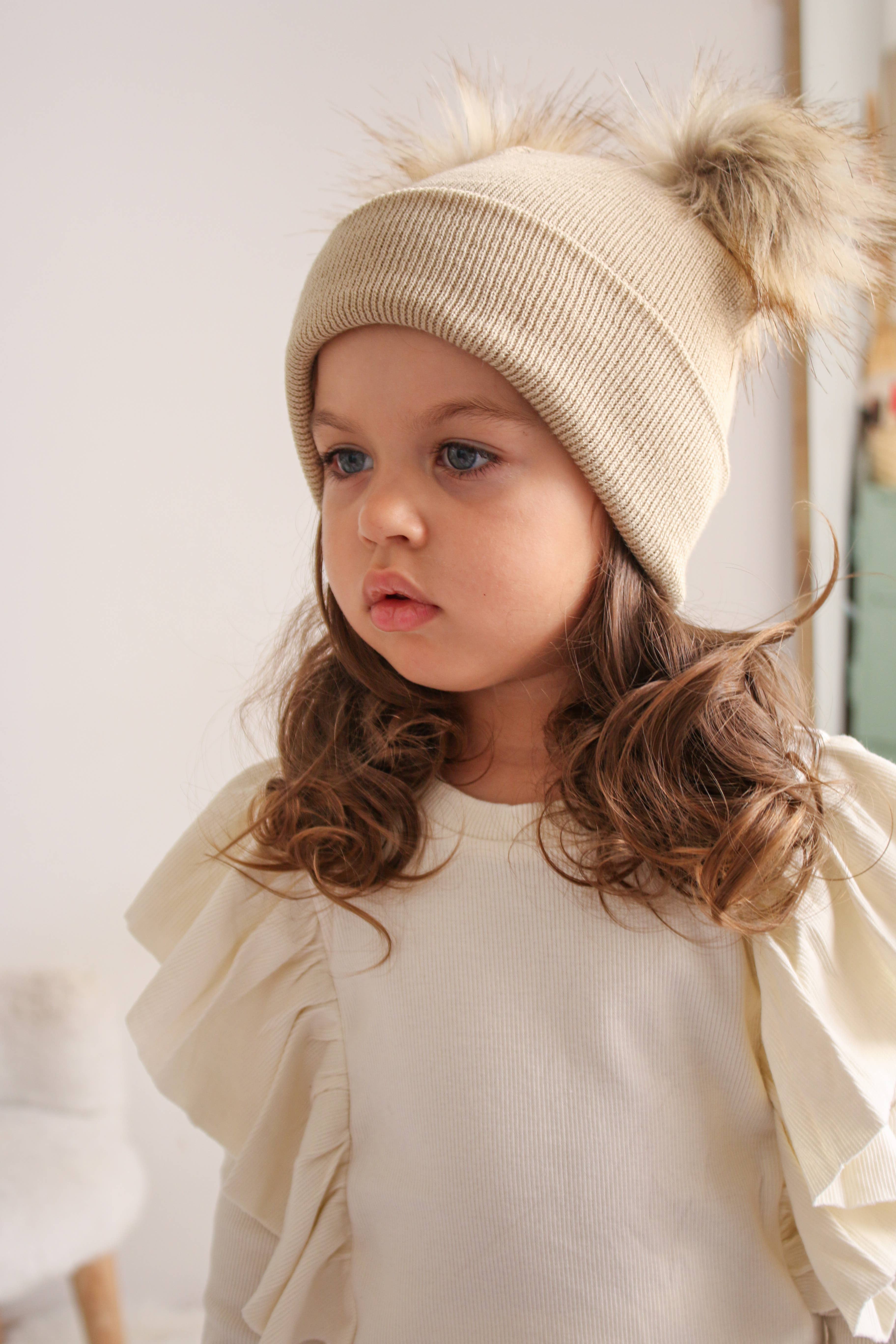 Himmelberg Baby - Wholesale Beanie - Kids - Beige Pom Pom Baby/Kid's Beanie, Newborn to 8 Years, Unisex9