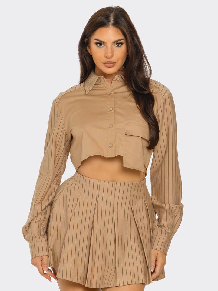 Julia by LoveJ - Wholesale Top & Skirt Set - Women's - Oversized Out Pocket Shirts Top And Skirt Set  10