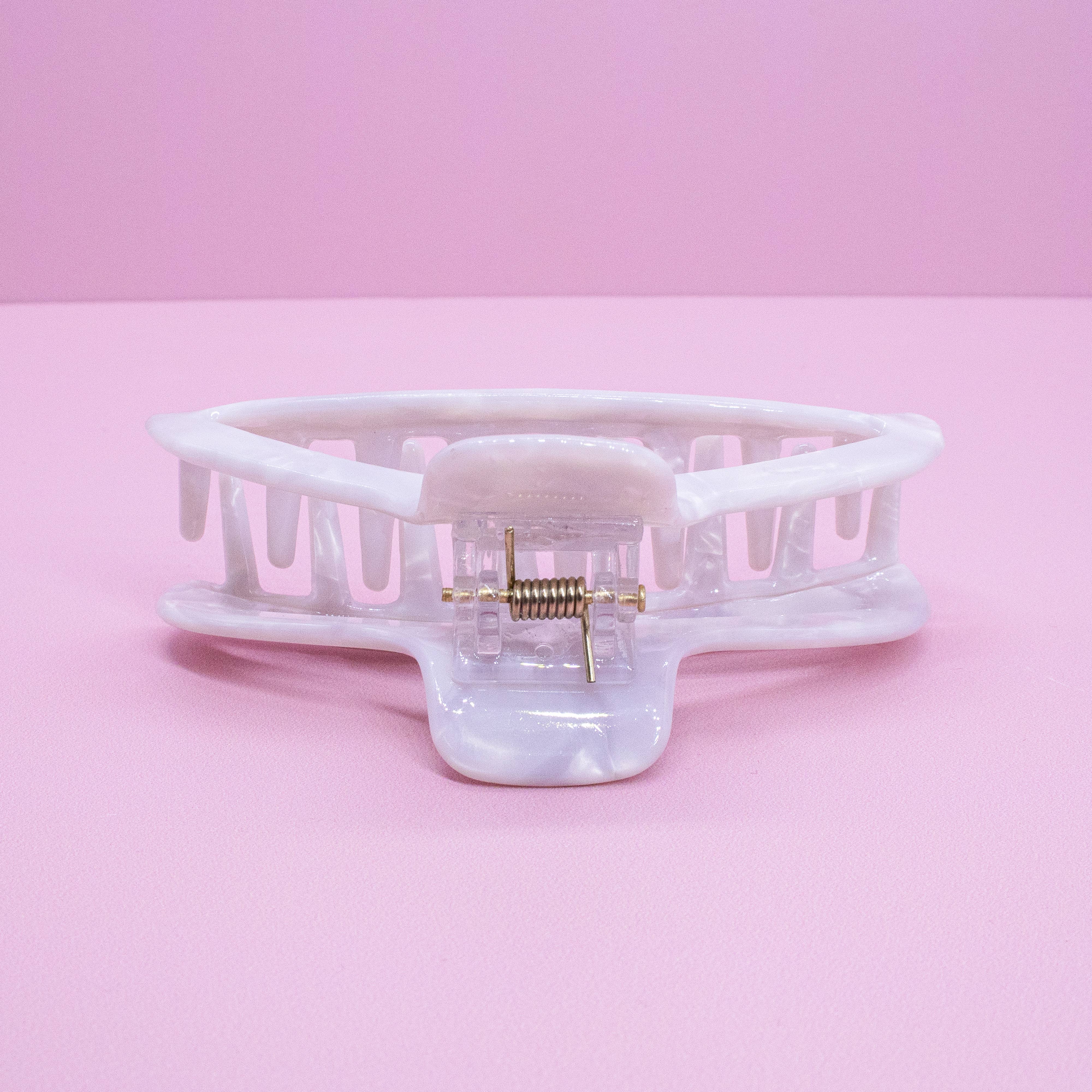 Frog Sac - Vente Pince à cheveux – femme - Pince à cheveux ronde écaille de tortue moyenne - Blanc6