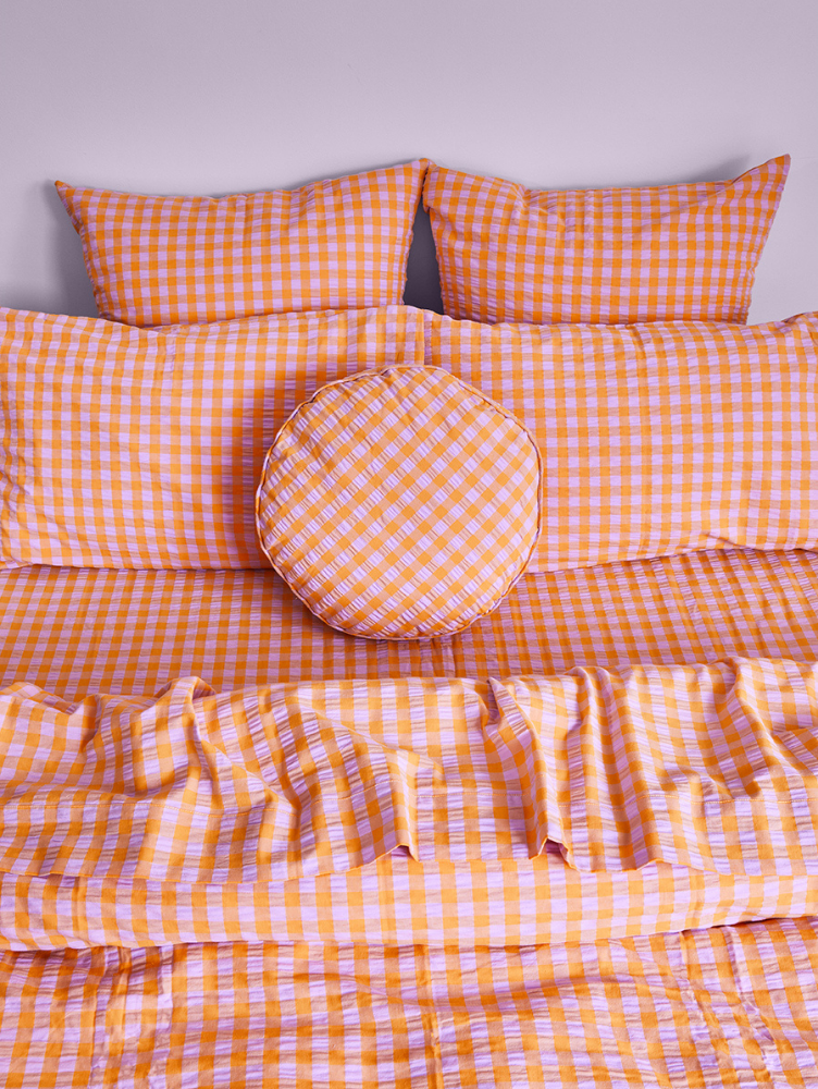 Mosey Me – Großhandel Bettdecke – Kumquat Bloom Seersucker-Bettbezug1