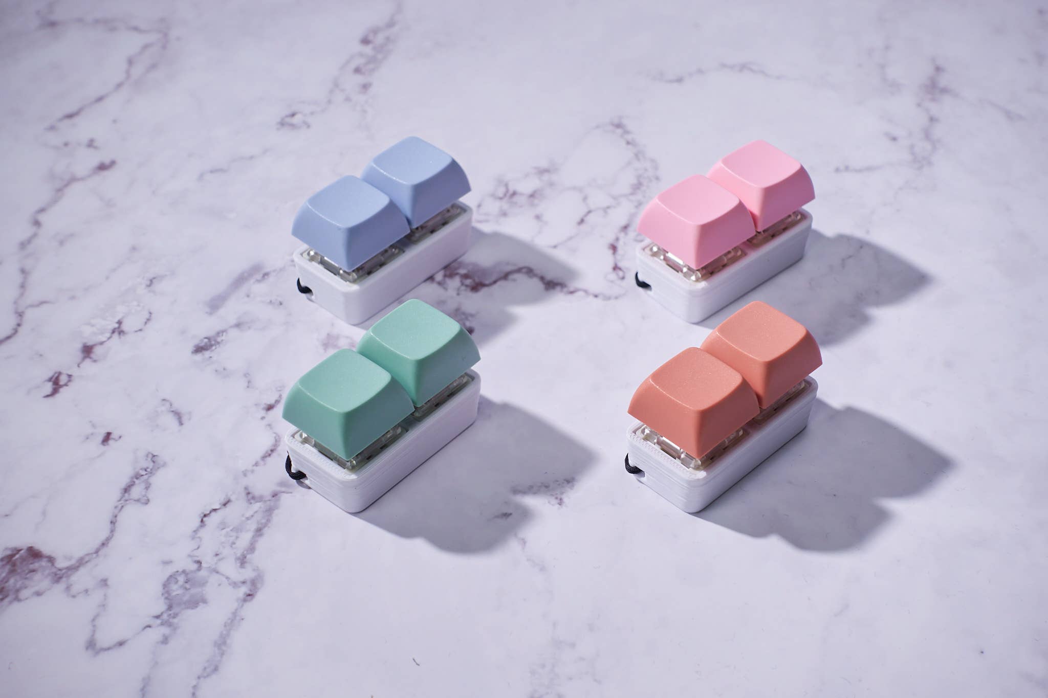 Strudel3D - Wholesale Fidget Toy - Kids - 2 Key Mechanical Keyboard Fidget Keychain - Pastel Colors3