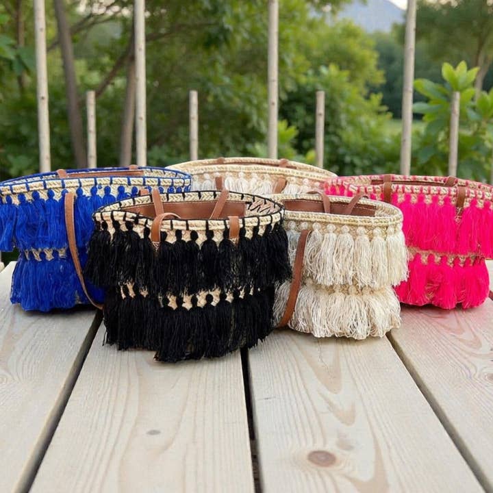 Handvävd Stråtassel Tote-väska - Boho Sommar Strandkorg för wholesale av HandHappiness
