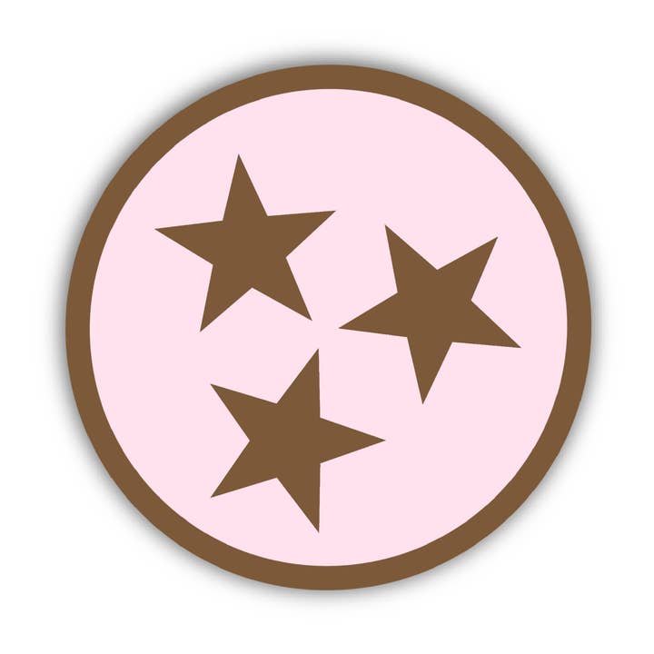 Autocollant Tri-Star Tennessee (Rose/Marron) pour la vente par Golden Hour Press Co.