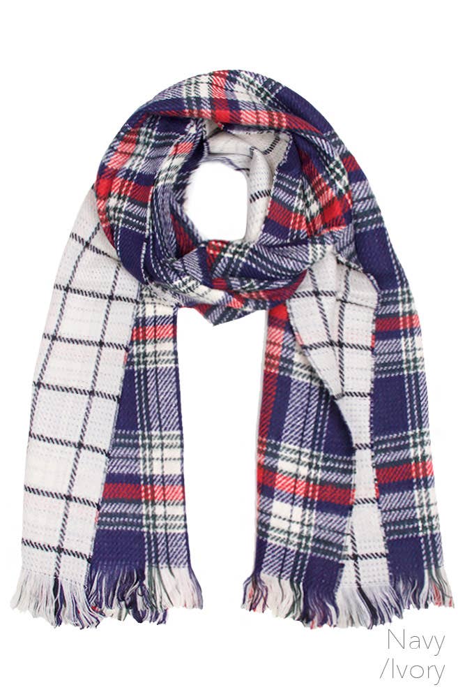 Hana – Engroshandel Tørklæde - Dame – Vendbart rutet ternet mønster vintertørklæde0