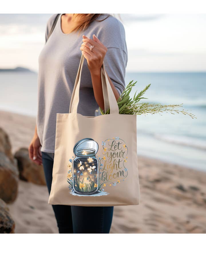 Borsa in Tela Ispiratrice Lascia che la Tua Luce Brilli per la vendita all'ingrosso da parte di Nova J