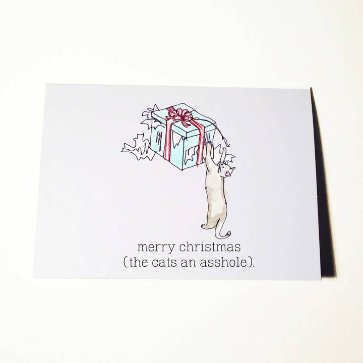 Cats an Asshole Christmas Card for wholesale by ratbone skinny + the oddball club