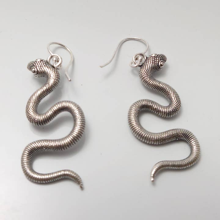 Snake Earrings, Silver for wholesale by Tenzing Collections