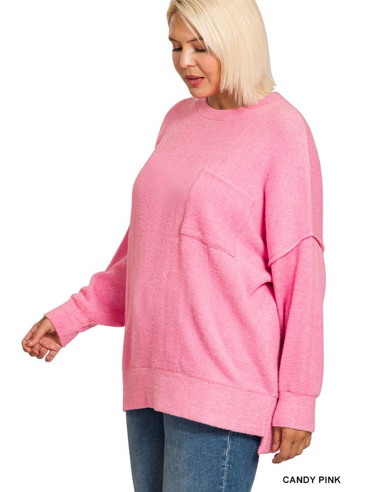Vanilla Monkey - Wholesale Knit Sweater - Women's - Plus Brushed Melange Drop Shoulder Sweater8