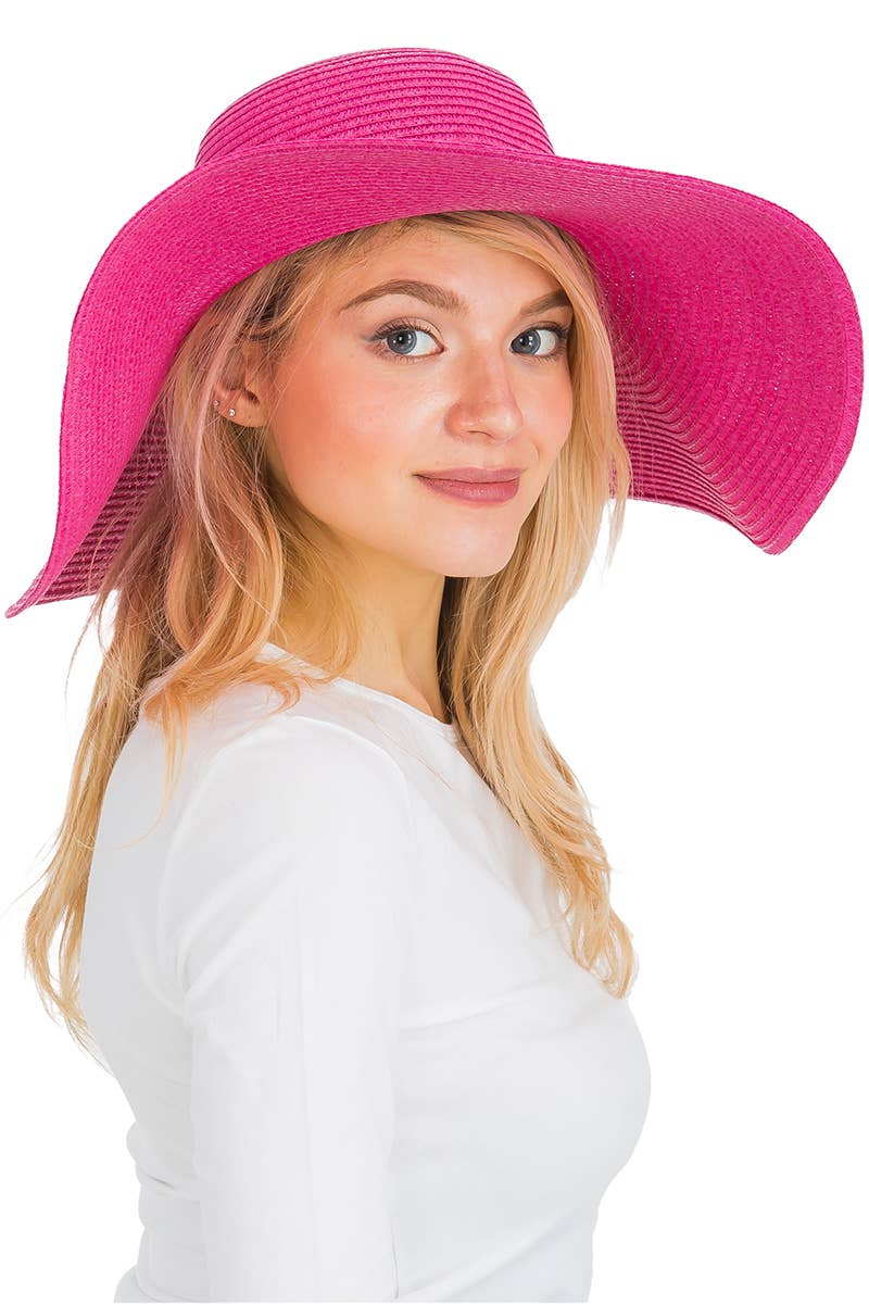 Cap Zone - Venta al por mayor Sombrero de paja - Mujer - Sombrero de sol de paja con tejido apretado, color sólido y ala ancha flexible22