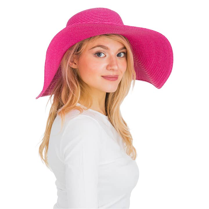 Cap Zone - Venta al por mayor Sombrero de paja - Mujer - Sombrero de sol de paja con tejido apretado, color sólido y ala ancha flexible22