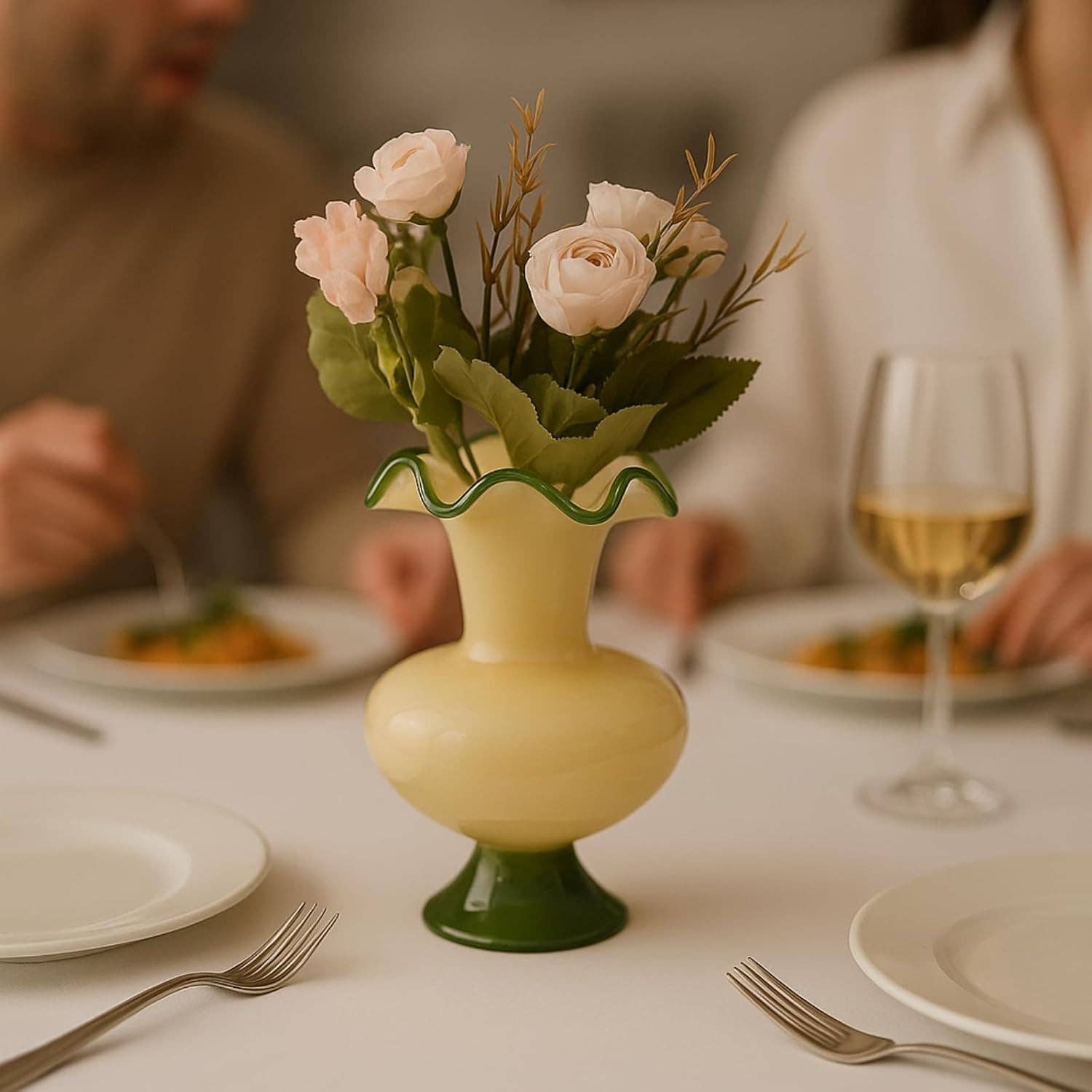 The Wine Savant /  Khen Glassware - Wholesale Vase - Verdant Bloom Hand-Blown Glass Flower Vase  Décor - 11"4