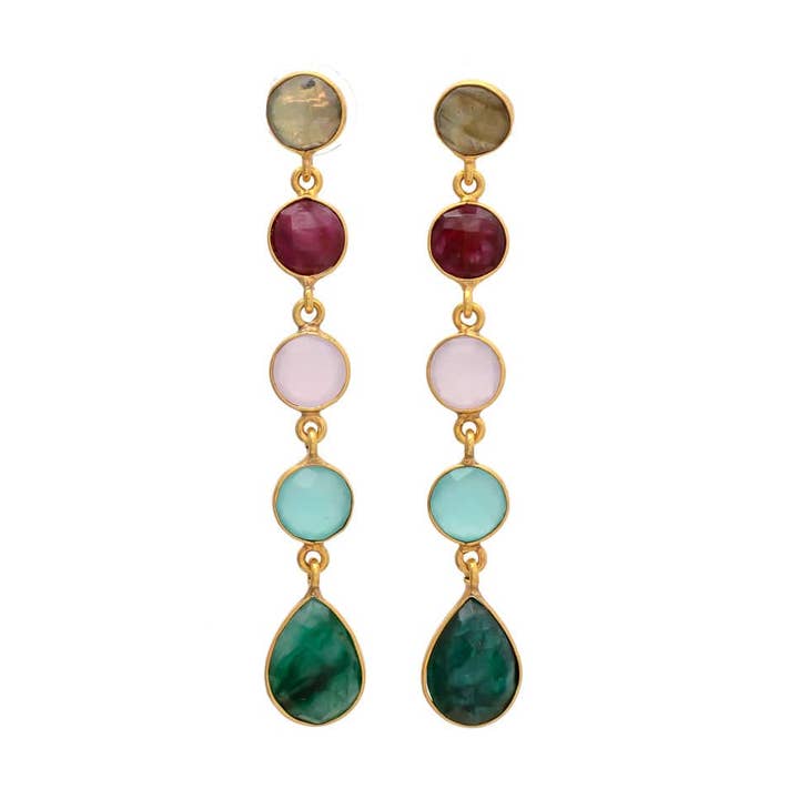 Brincos em Pedra Sevilla Multicolor 2 por atacado de Mestiza Joyas