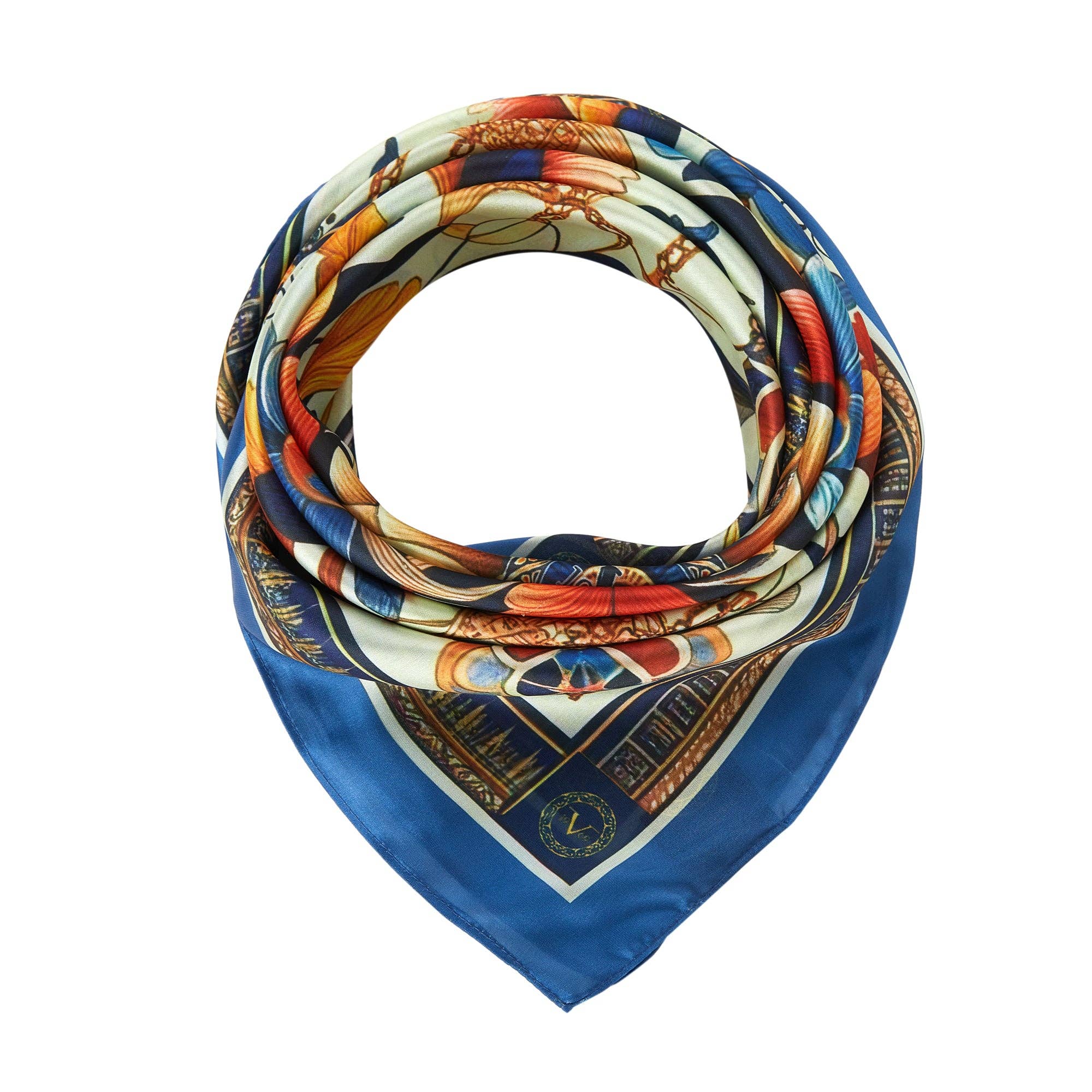 Multicolore Sciarpa quadrata in seta Royal Flowers in vendita all'ingrosso su Faire1