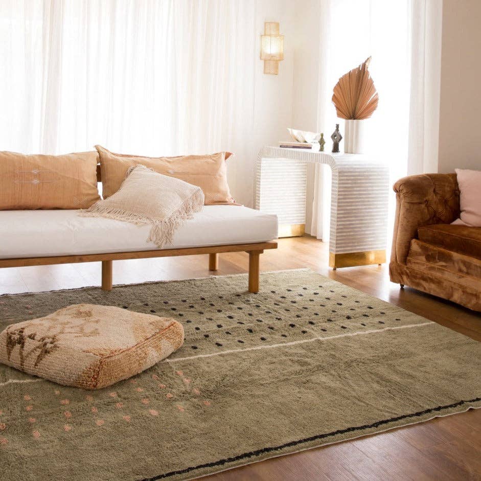 Oh Happy Home - Wholesale Vloerkleed - Wasbare katoenen vloerkleed met rasterpatroon - groen1