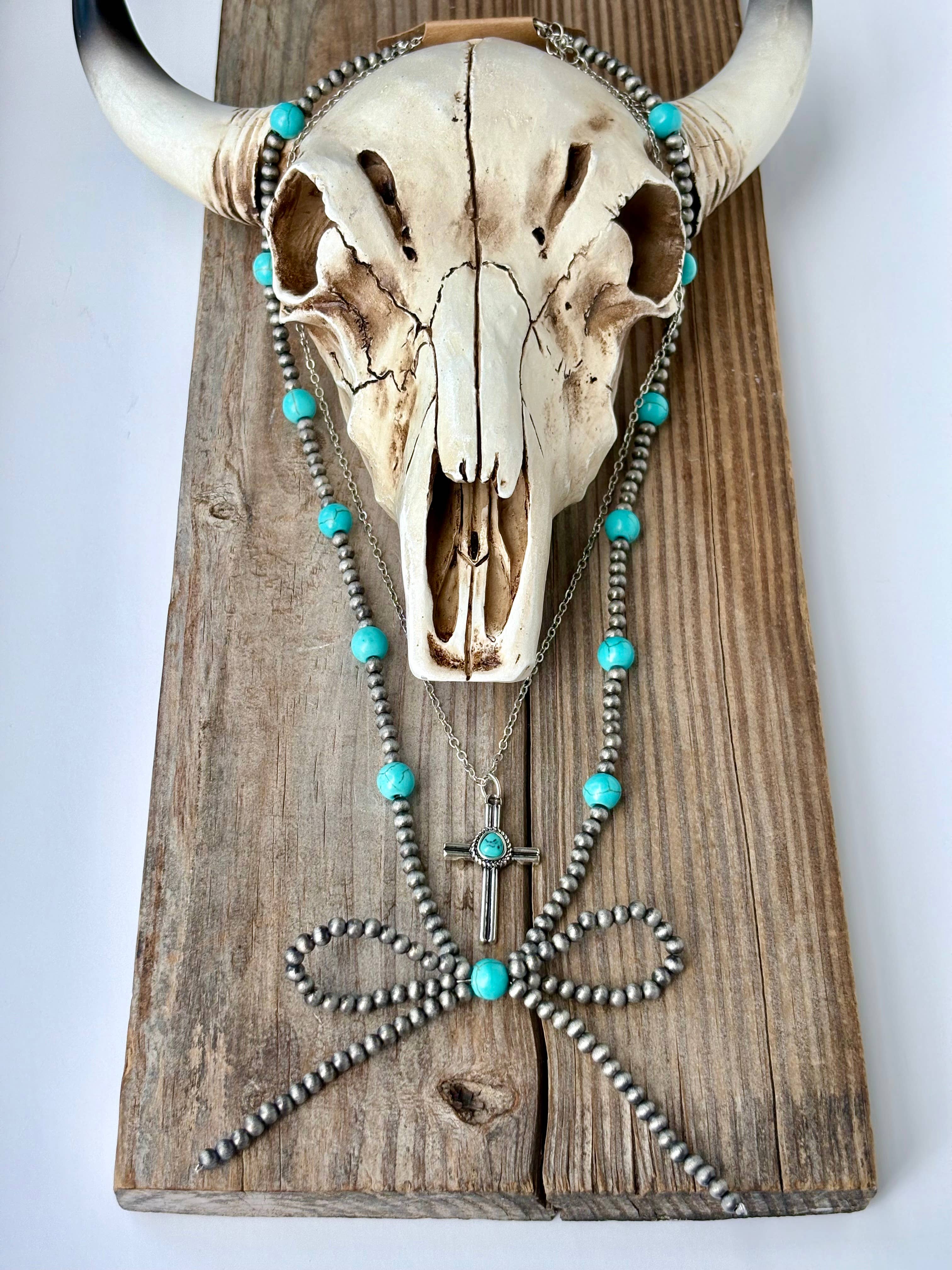 Boho Ranch Shop - Wholesale Pendant/Charm Necklace - 2 Layer Western Style Coquette Bow & Pendant Necklace1