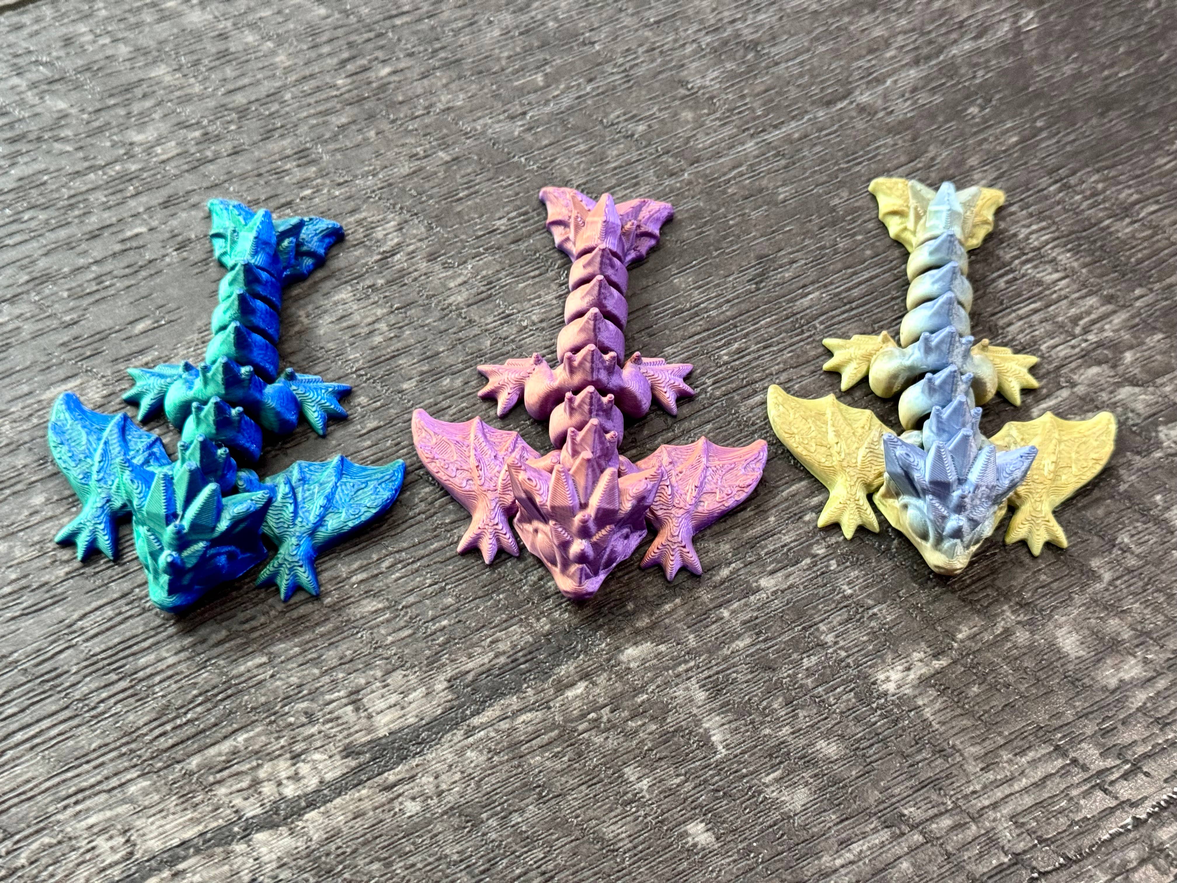 LNZ Custom Design - Vendita all'ingrosso Giocattolo fidget - Bambini - Confezione da 5 Wyvern Variety - Wyvern Dragons stampati in 3D15