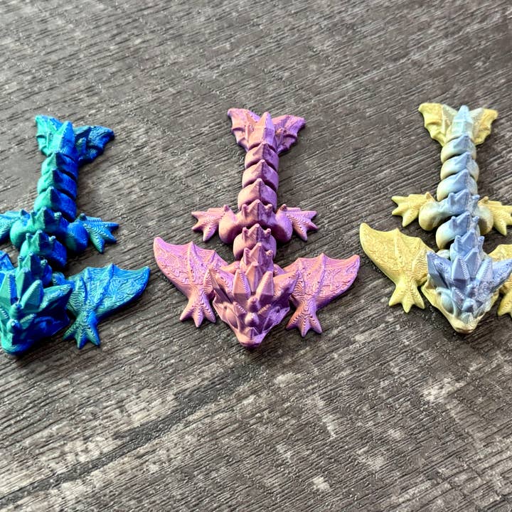 LNZ Custom Design - Vendita all'ingrosso Giocattolo fidget - Bambini - Confezione da 5 Wyvern Variety - Wyvern Dragons stampati in 3D15