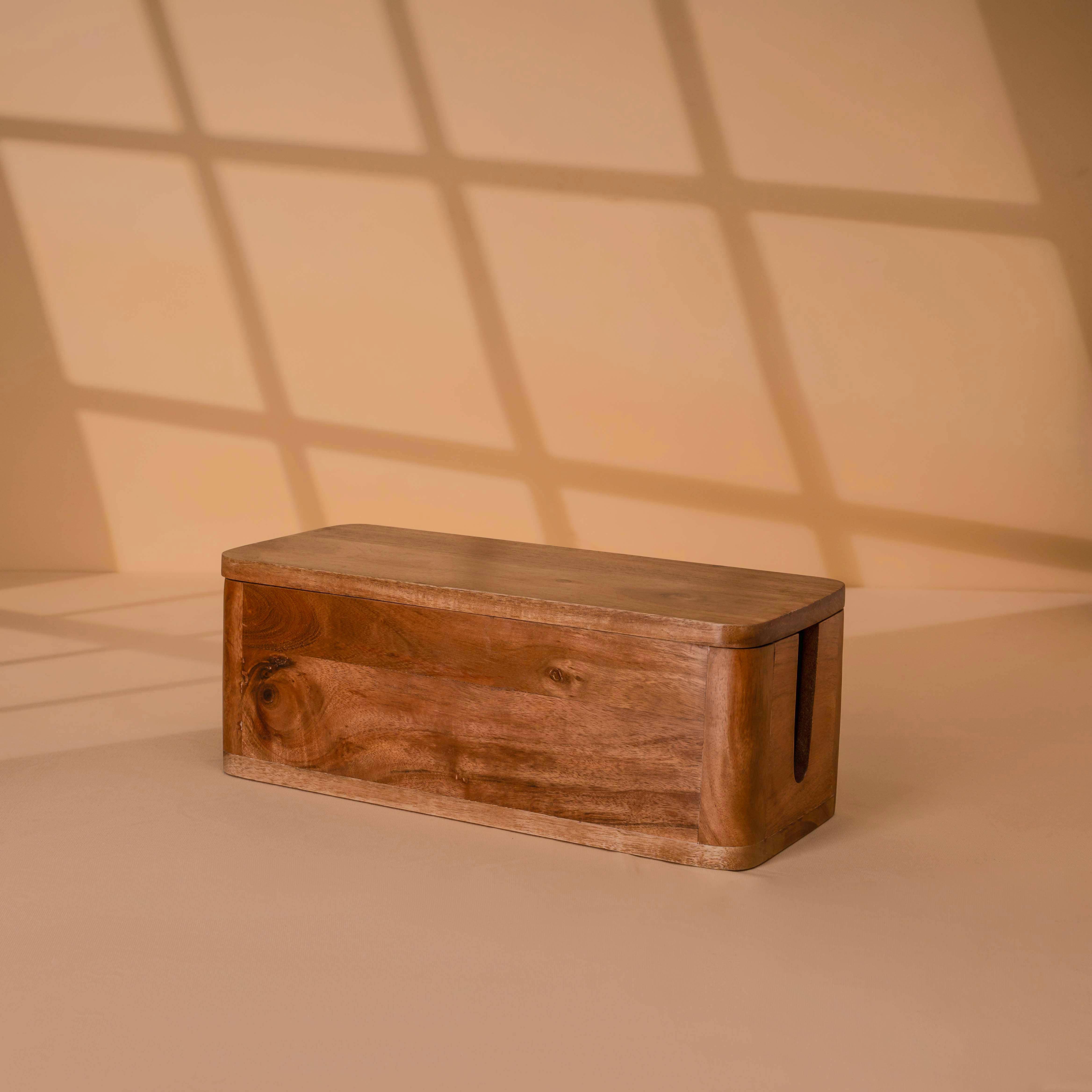 LuxeDesigns Co LLC – wholesale Desk organiser – Large Cable Management and Power Strip Box - Acacia Wood10