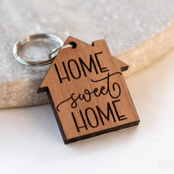 Reece Design Works - Wholesale Keychain - Unisex - Home Sweet Home Wood Keychain, House Keychain1