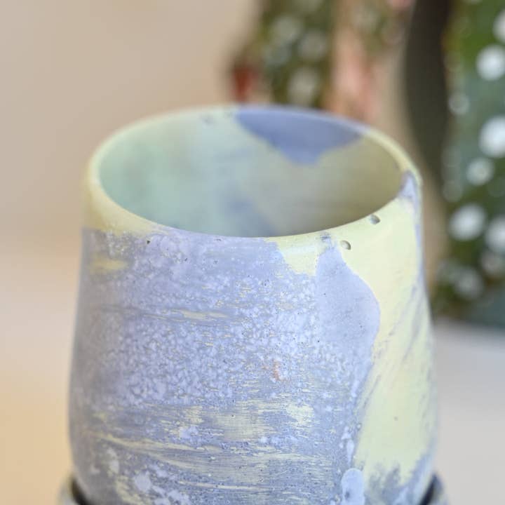 One-of-a-Kind Tilt Pot with Saucer – Sea Foam for wholesale by The Curated Jungle