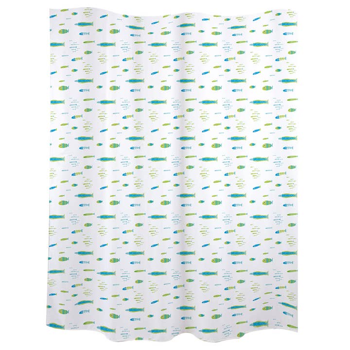 Laroom – wholesale Duschdraperi – Badridå ”fisk” blå & grön polyester