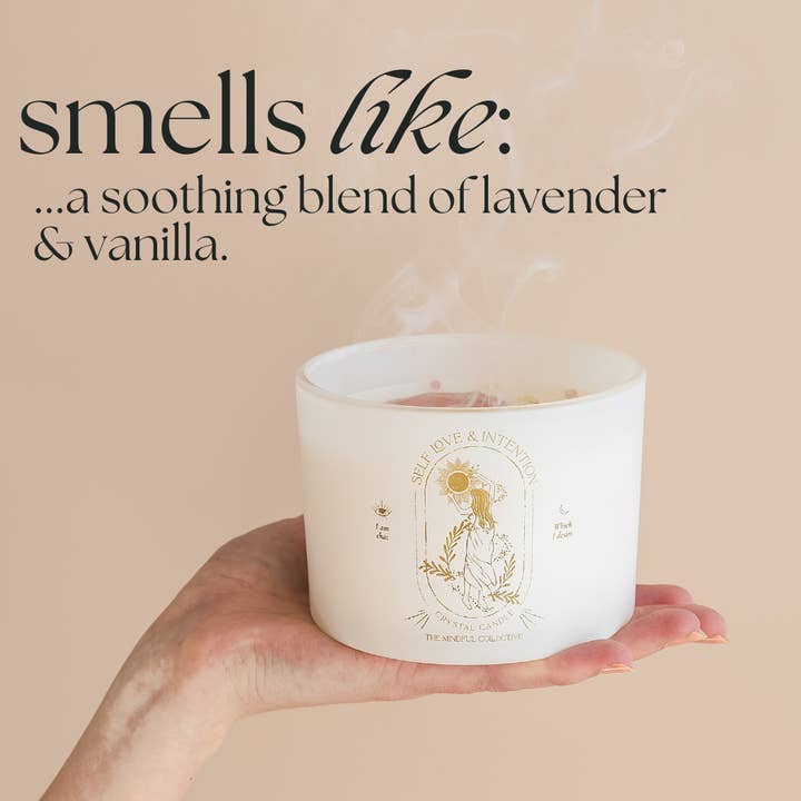 THE MINDFUL COLLECTIVE - Wholesale Jar/Filled Candle - Self Love & Intention Crystal Candle2