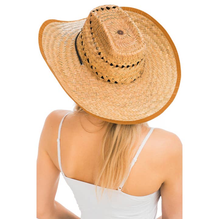 Cap Zone - Wholesale Cowboy Hat - Women's - Biggs Crown Stiff Natural Straw Outdoor Cowboy Hat