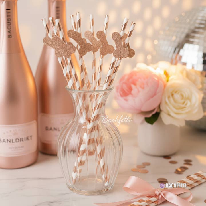 BachFetti - Wholesale Drinking straw - Bachelorette Party Paper Straws – Pack of 6 Glitter Stirrers2
