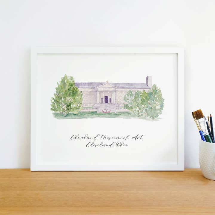 Cleveland Museum of Art Watercolor Art Print for wholesale by Jenny Lemoine Design