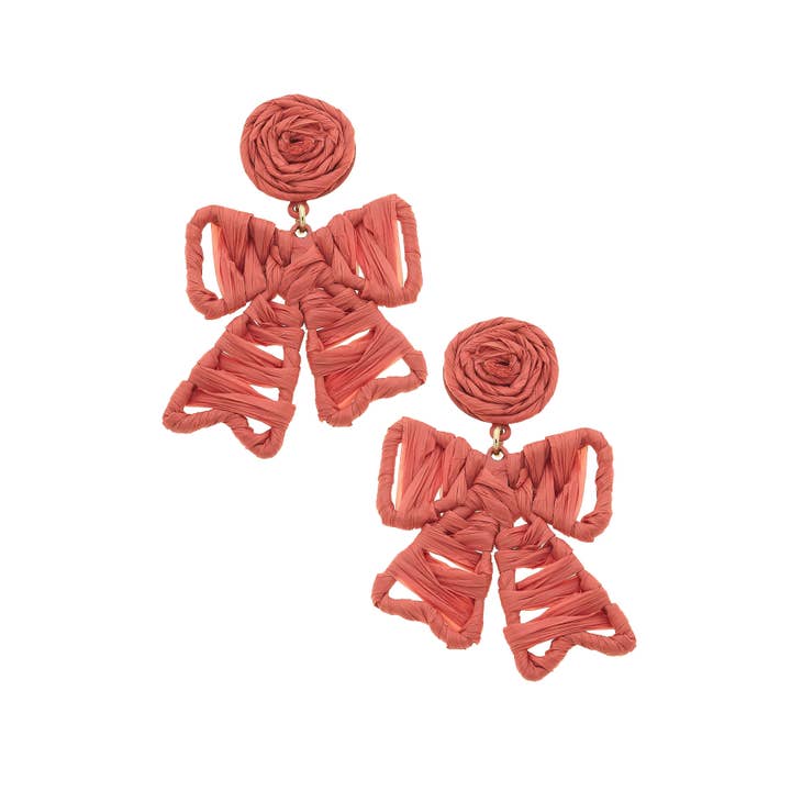 Canvas Style - Wholesale Dangle Earrings - Willow Rattan Bow Earrings
