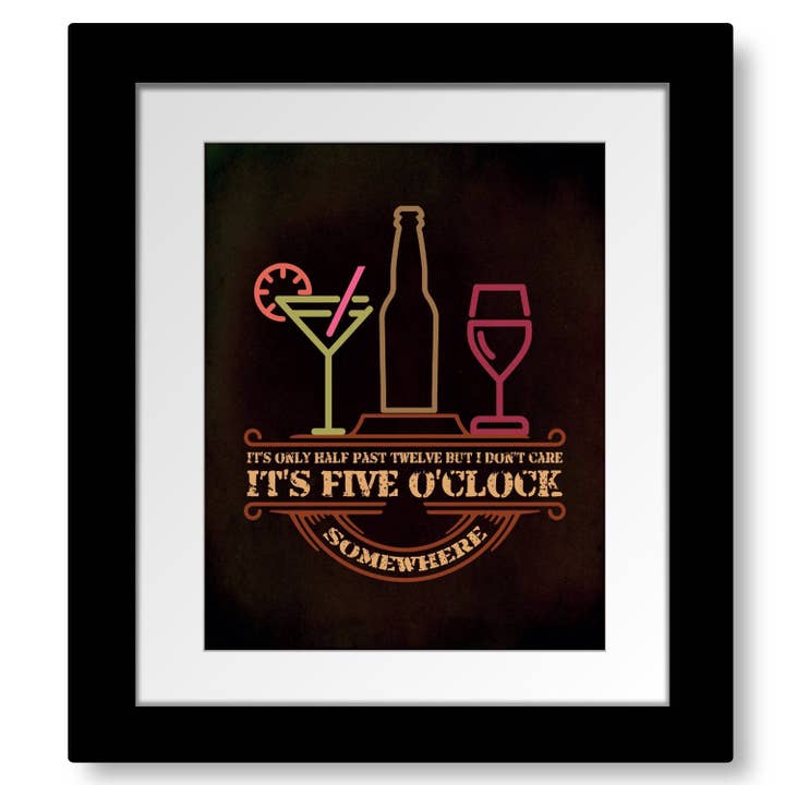 Song Lyrics Art - Wholesale Art Print - It's 5 O'Clock Somewhere - Jimmy Buffett Lyric Inspired Wall Art