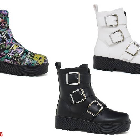 Yoki Fashion - Wholesale Booties - Women's - Yoki Womens Kenzo-36-High Top Boot with Three Straps