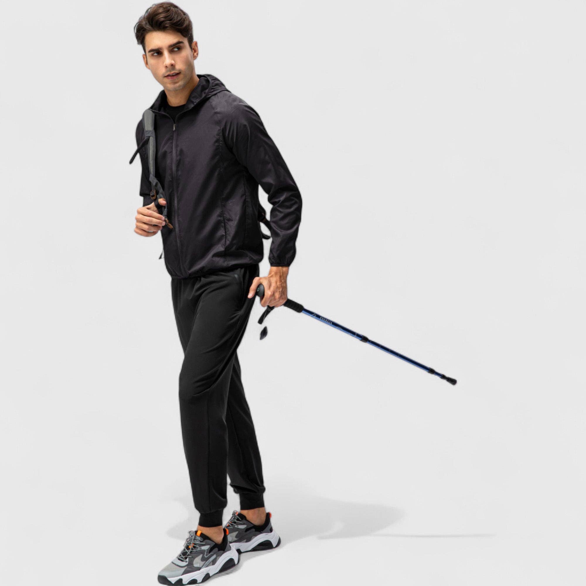 Active by Anna-Kaci - Wholesale Windbreaker - Men's - Men's Full Zip Hooded Windbreaker Jacket with Side Pockets a9