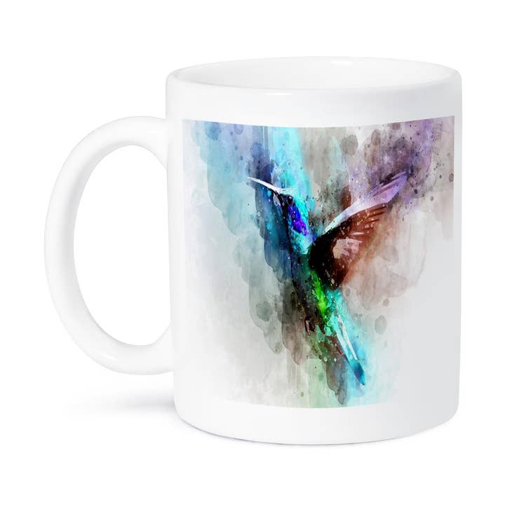 3dRose - Wholesale Coffee Mug - 3dRose, Image of Humming Bird In Aqua Purple Watercolors, Mug8