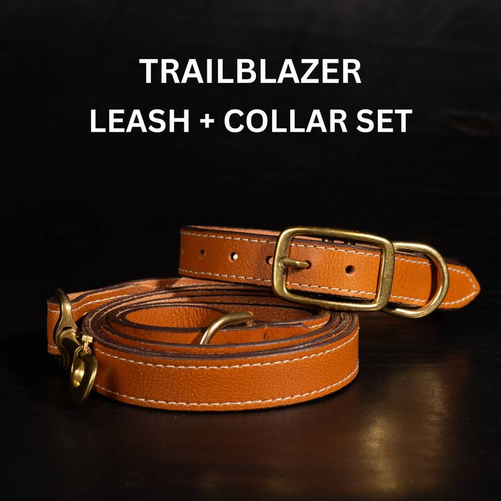Trailblazer - Premium Leather Dog Leash and Collar Set for wholesale by NAB LEATHER
