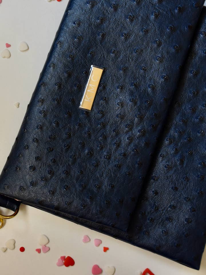 The Everything Crossbody — Navy 'Ostrich' for wholesale by KMC Handbags