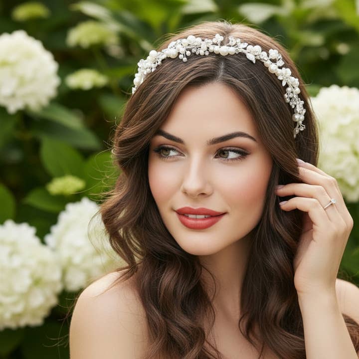 ATHENA COLLECTION - SIMPLY CHIC VINE HEADBAND - AHB194 SILVE for wholesale by Athena Bridal Jewellery