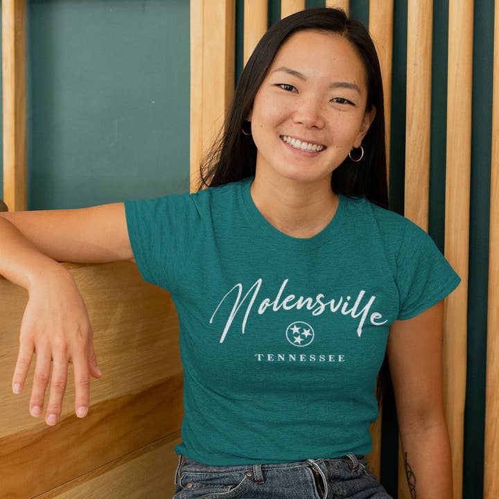 NSP Apparel - Wholesale Screen Printed T-Shirt - Women's - Custom City Womens (Heathered Teal) Tri Tee1