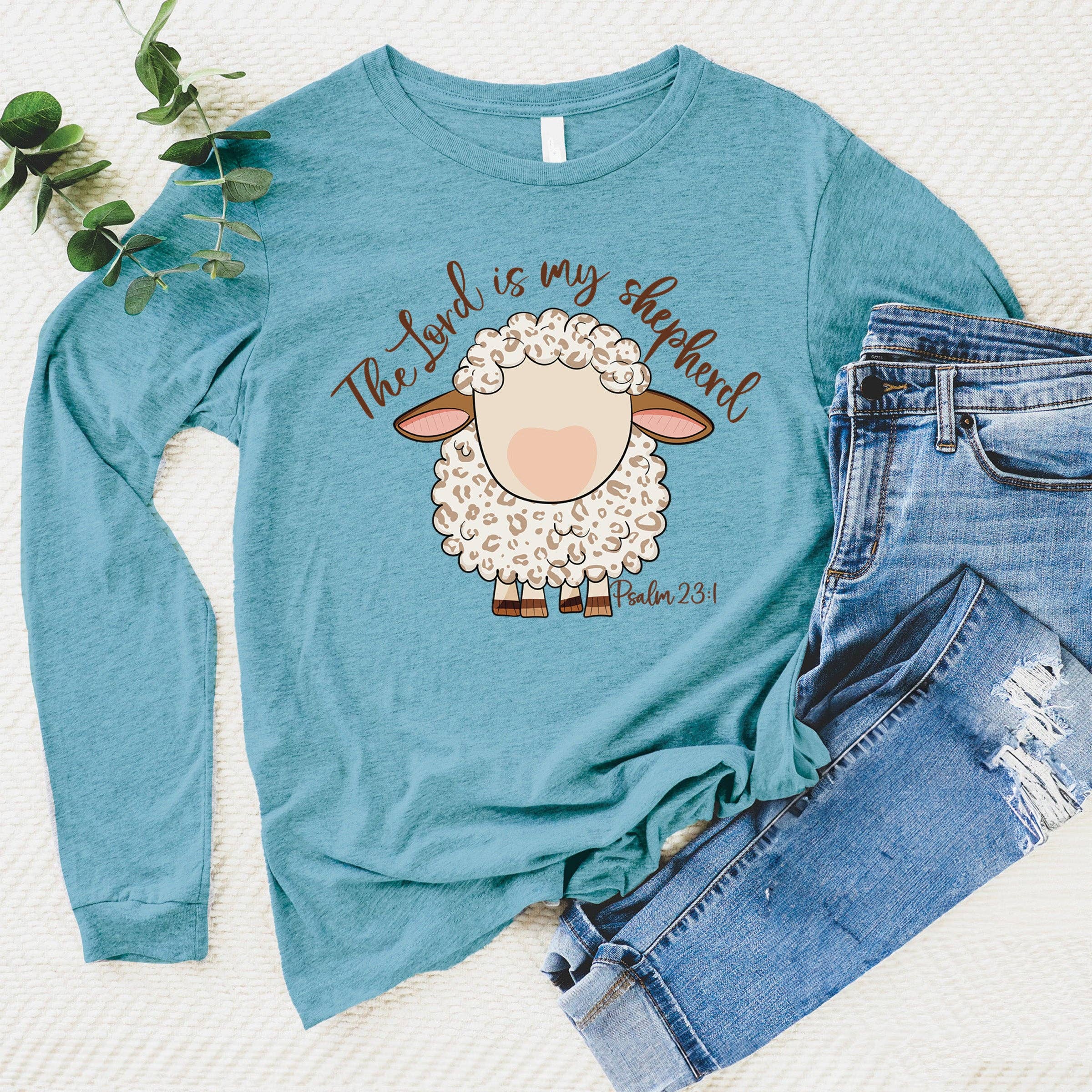Heather Lagoon Psalm 23:1 Sheep Long Sleeve for wholesale on Faire0