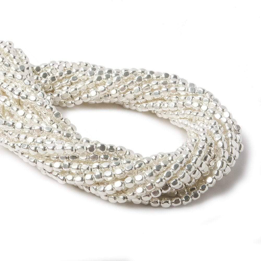 Beads of Cambay - Wholesale Beads - 2mm Sterling Silver Plain Cube 8 inch 81 beads1