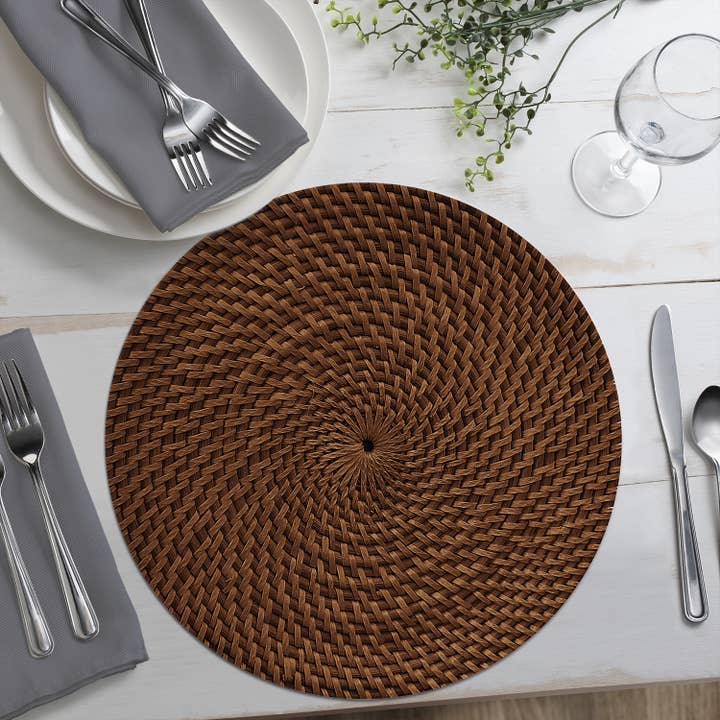 Conimar Promotions - Wholesale Placemat - "Natural Basket Weave" Round Reversible Plastic Placemat 2