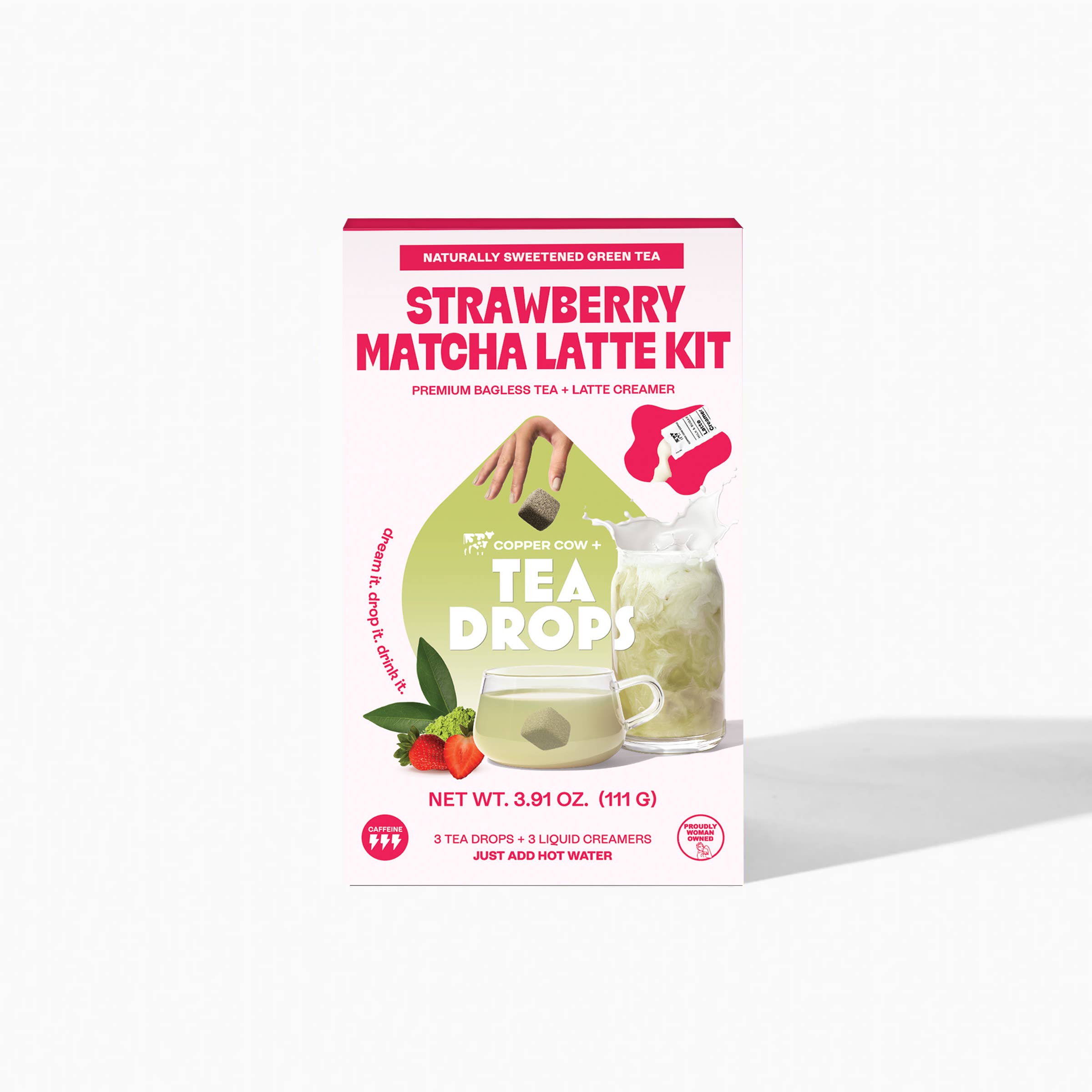 Tea Drops - Wholesale Health/Detox Tea - Strawberry Matcha Latte Kit - 3ct (Case of 6)