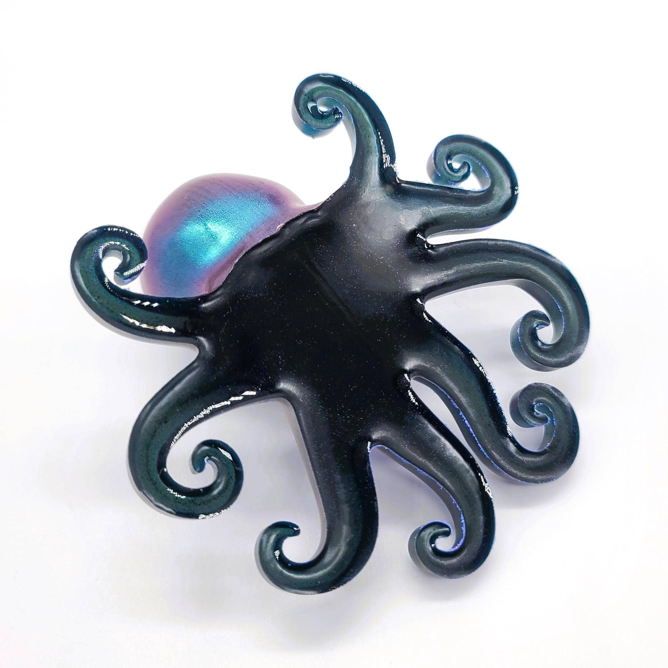 Slightly Askew Art - Wholesale Decorative Tabletop Object - Eco-Friendly Epoxy Resin Octopus with Holographic Mica6