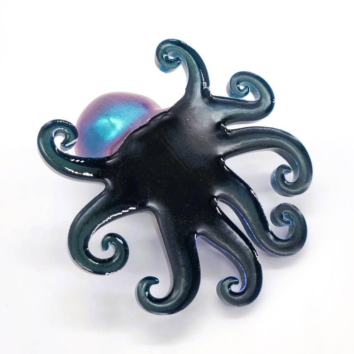 Slightly Askew Art - Wholesale Decorative Tabletop Object - Eco-Friendly Epoxy Resin Octopus with Holographic Mica6